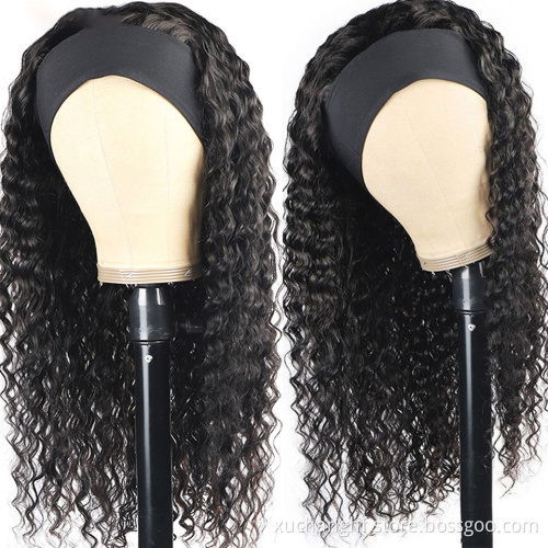 Headband Wigs Wholesale Price Scarf Perruque Bandeau Headband Wigs For Black Women Water Wave Gluess Headband Wigs Human Hair
